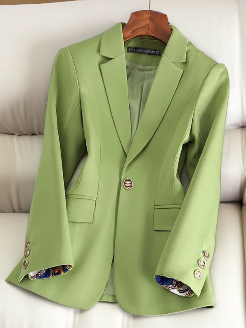 Women’s Cotton Blend Blazer – Tailored Notch Collar Smart Jacket