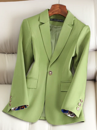 Women’s Cotton Blend Blazer – Tailored Notch Collar Smart Jacket