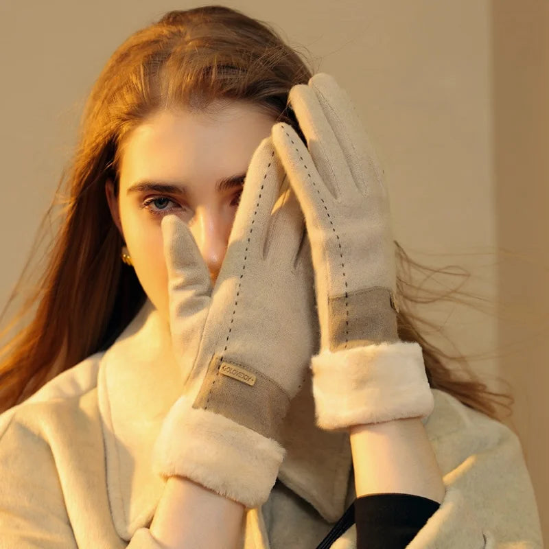 Stay Warm in Style with Our Plush Suede Touchscreen Winter Gloves