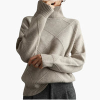 Diamond Pattern Turtleneck Sweater for Women