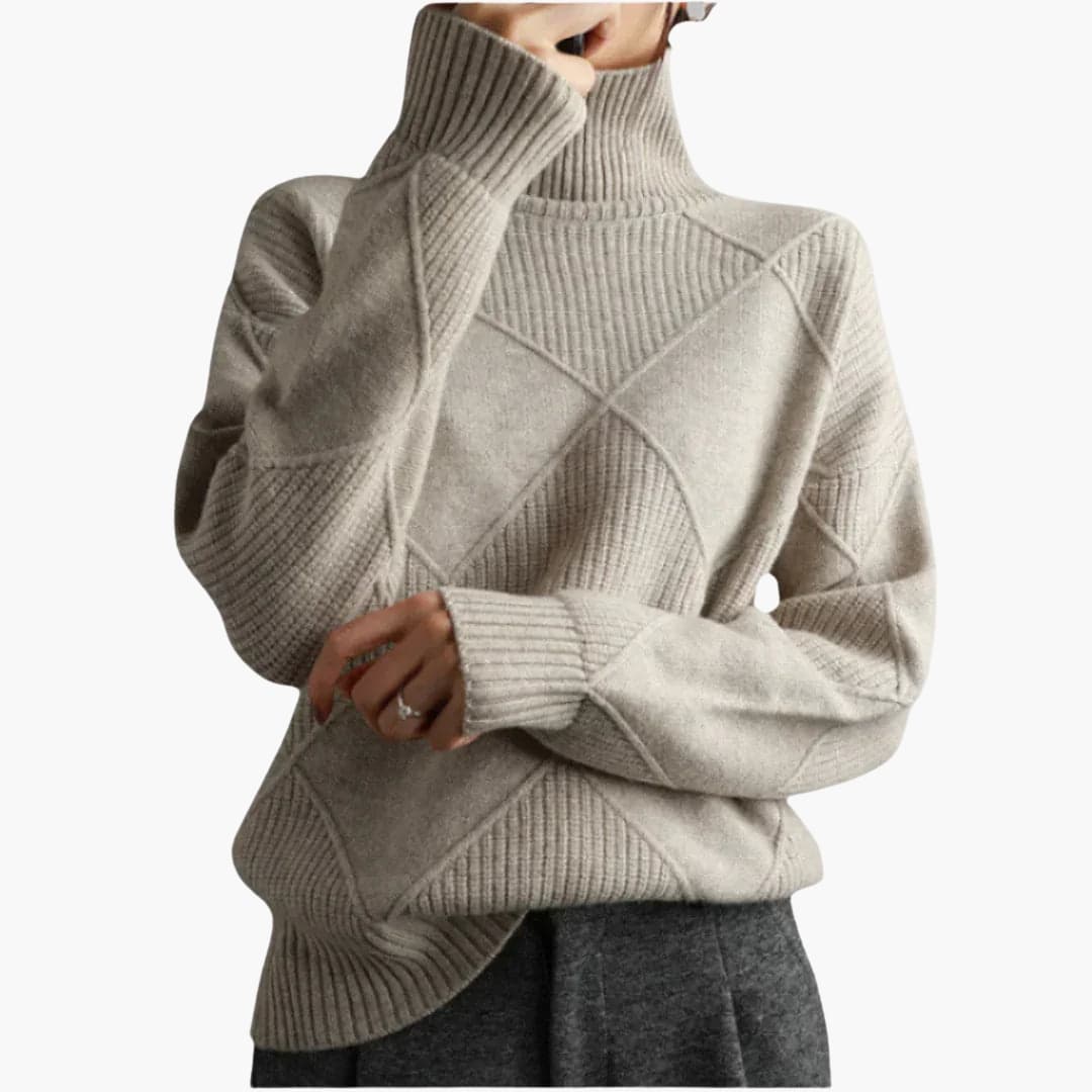 Diamond Pattern Turtleneck Sweater for Women