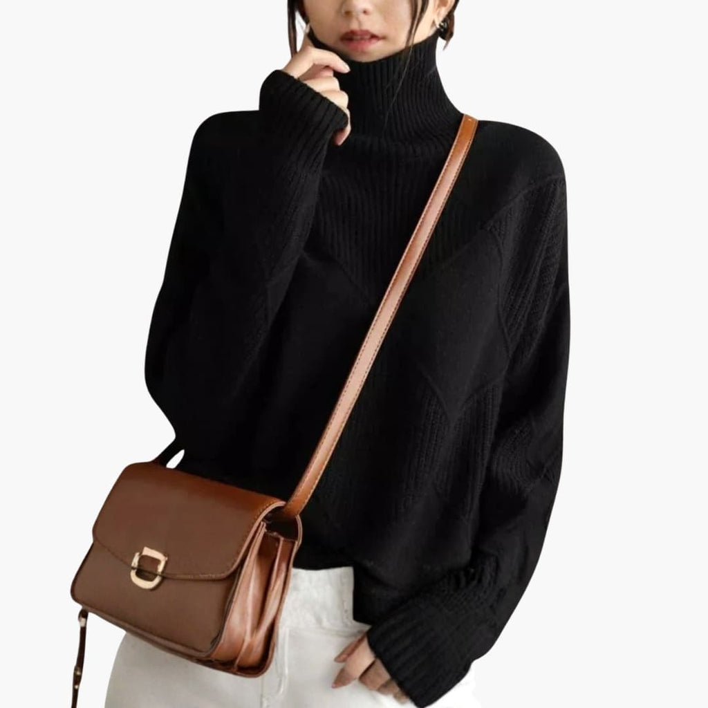 Diamond Pattern Turtleneck Sweater for Women