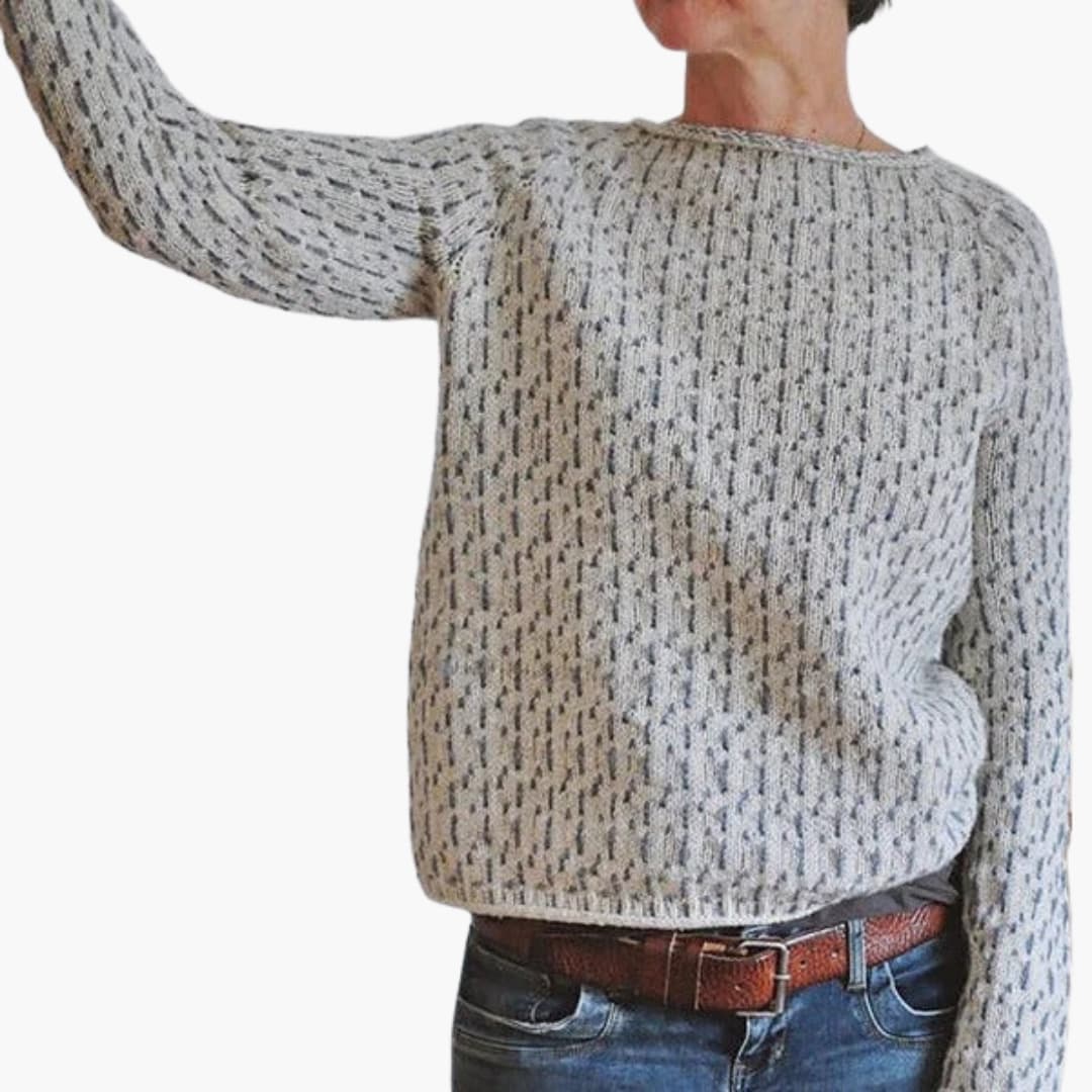 Patterned Crew Neck Sweater for Women