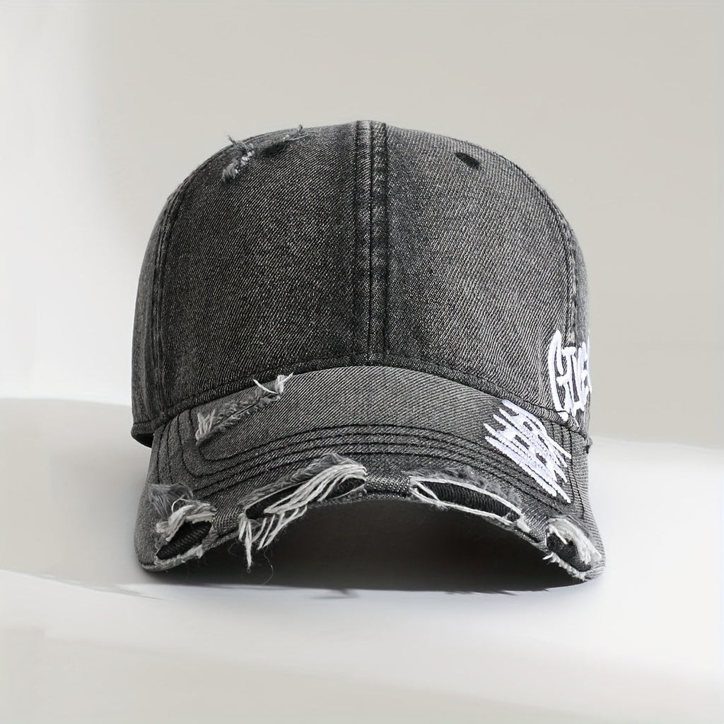 Rebel | Unisex Washed-Denim Cap