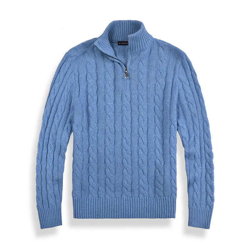 Quarter Zip Cable Knit Sweater for Men