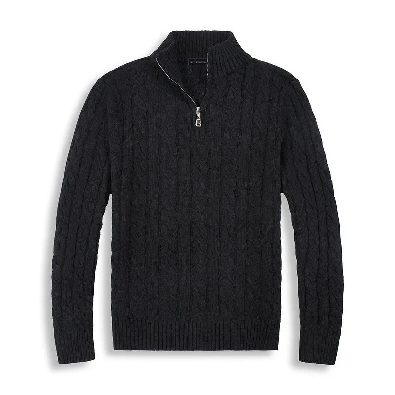 Quarter Zip Cable Knit Sweater for Men