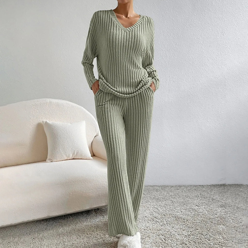 Ribbed V-Neck Sweater for Women