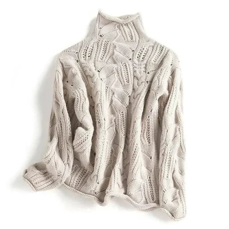BETTINA - turtleneck sweater with cable knit pattern