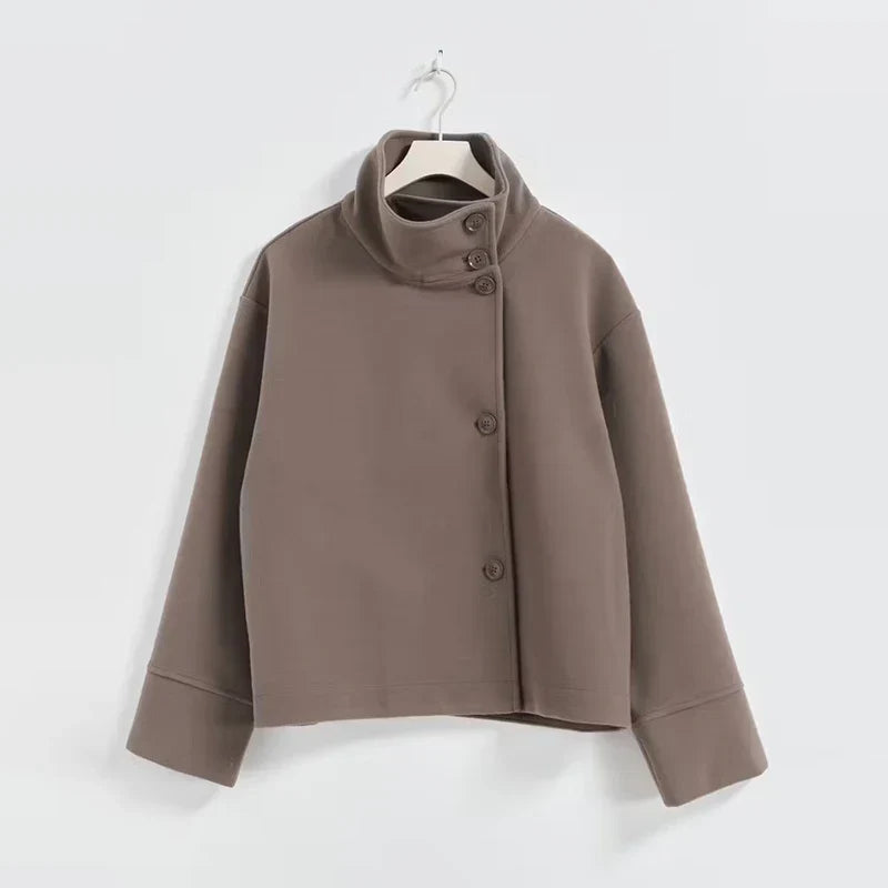 Cropped Funnel Neck Jacket for Women