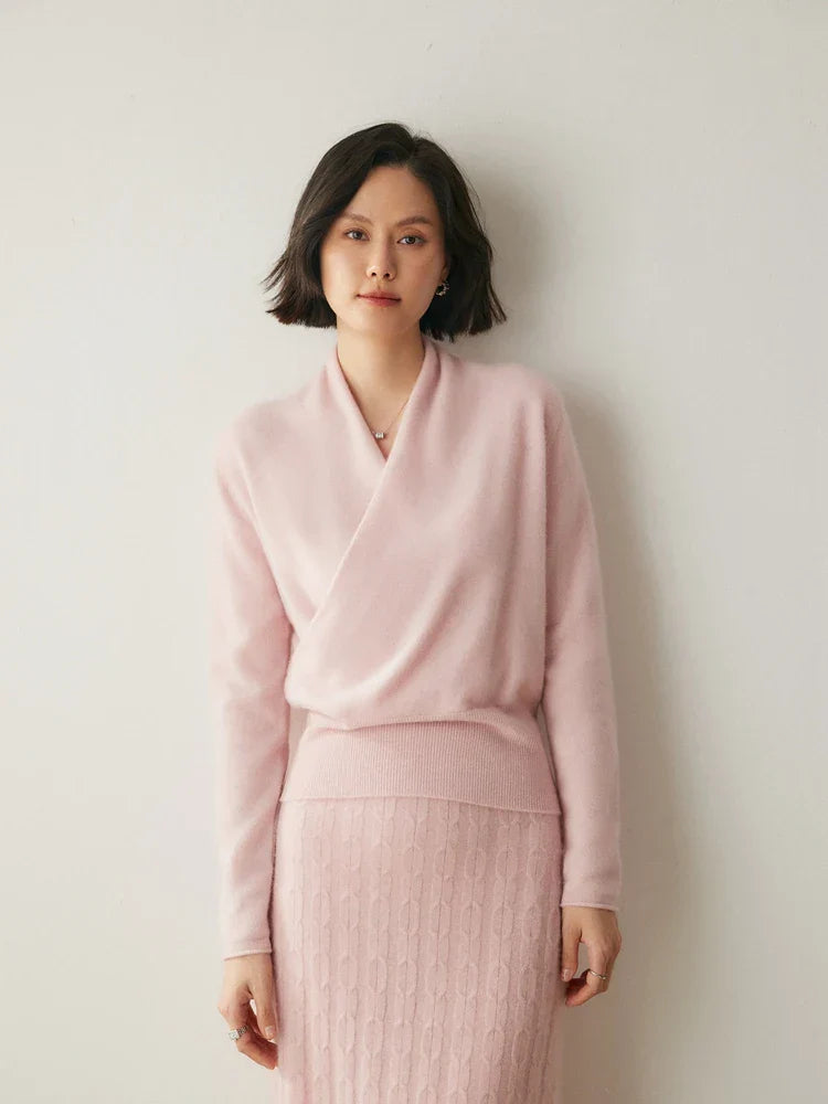 Women’s Cashmere Wrap Sweater – Soft Crossover Knit for Effortless Elegance