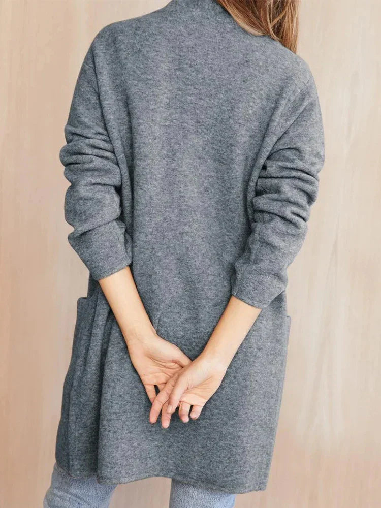 Women’s Merino Wool Cardigan – 100% Wool Open-Front Knit with Pockets
