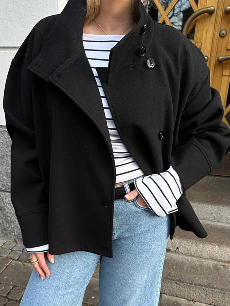 Cropped Funnel Neck Jacket for Women