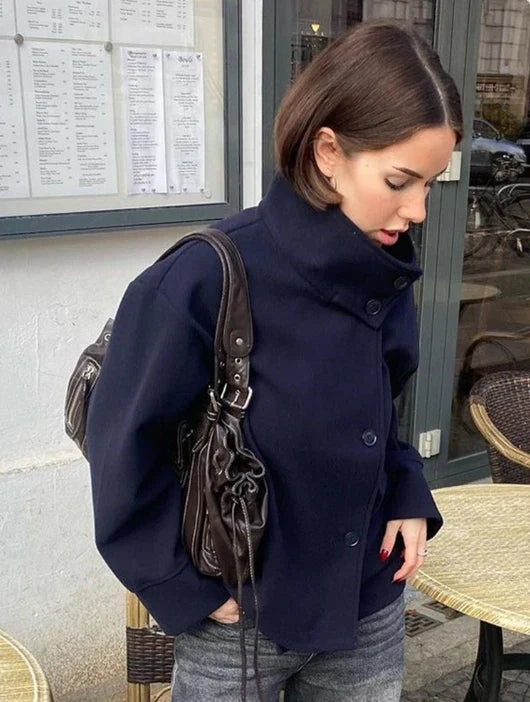 Cropped Double-Breasted Coat for Women
