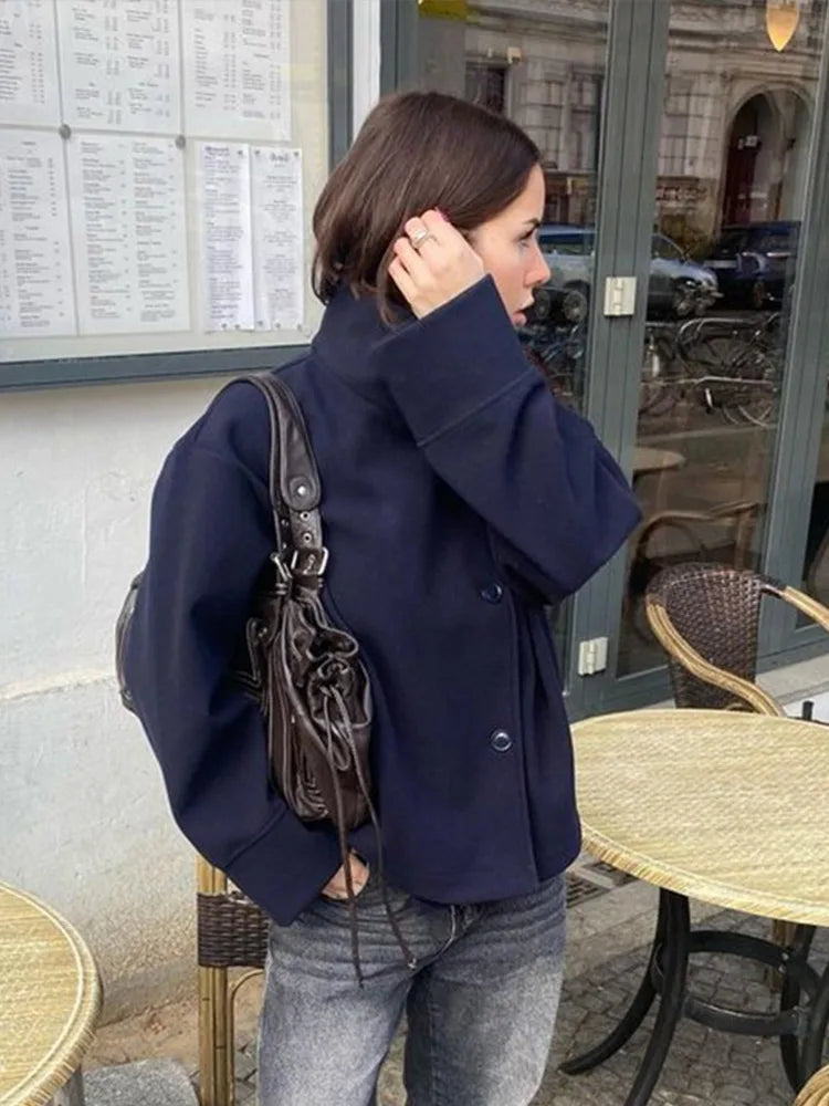 Cropped Funnel Neck Jacket for Women
