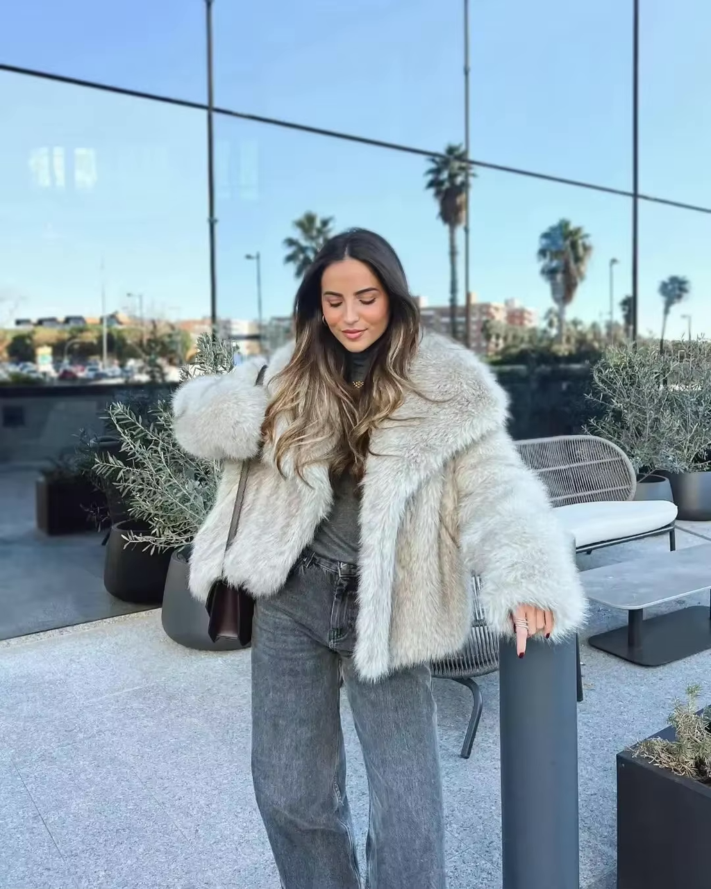 Oversized Faux Fur Coat for Women