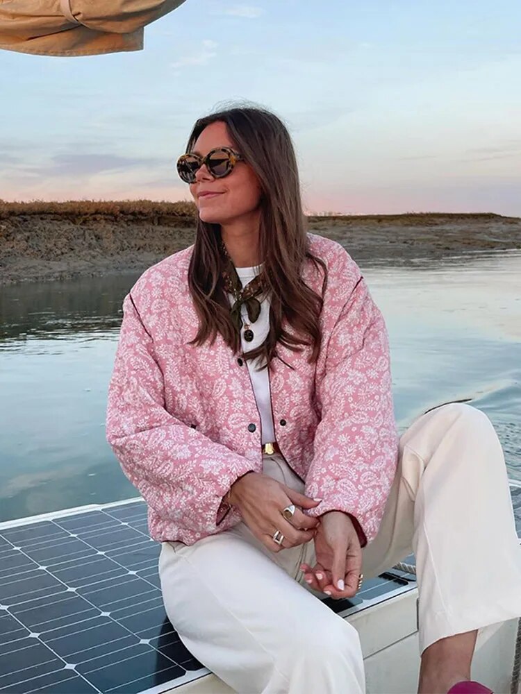 BLOOM – Women's Quilted Jacket in Pink Patchwork