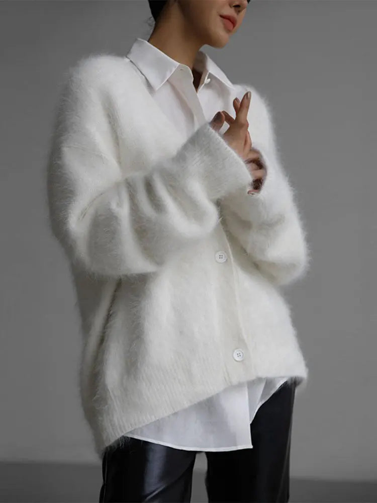 Oversized Knit Cardigan for Women – 100% Nylon Soft Lightweight Layer