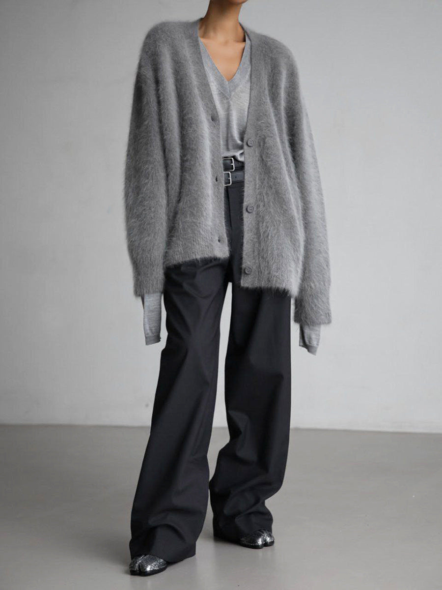 Oversized Knit Cardigan for Women – 100% Nylon Soft Lightweight Layer
