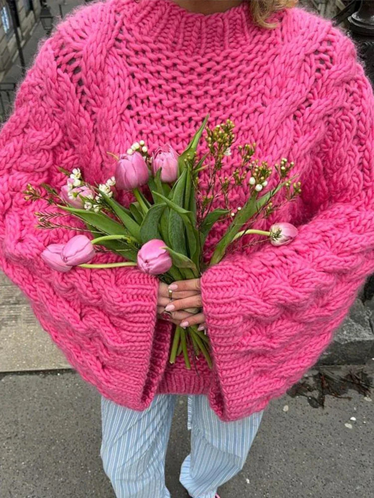Women's Oversized Cable Knit Sweater | Warm and Cozy Winter Pullover
