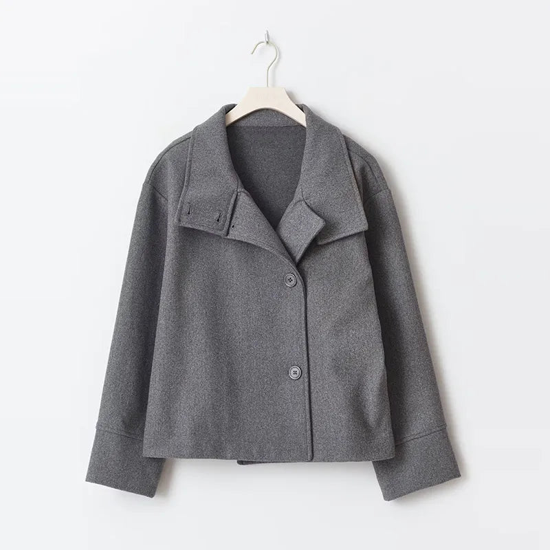 Cropped Funnel Neck Jacket for Women
