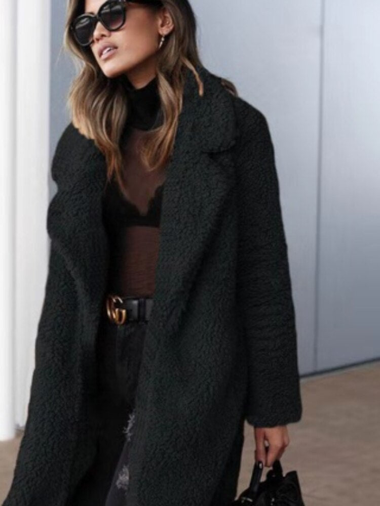 Sietske | Soft women's fleece teddy coat, long cut