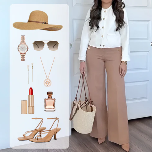 Women’s Plus Size Wide Leg Trousers – High Waisted Elegant Pants