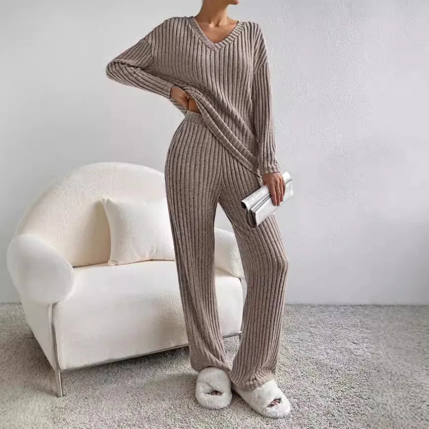 Ribbed V-Neck Sweater for Women
