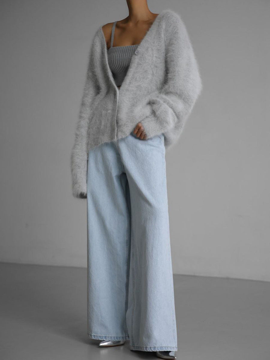 Oversized Knit Cardigan for Women – 100% Nylon Soft Lightweight Layer
