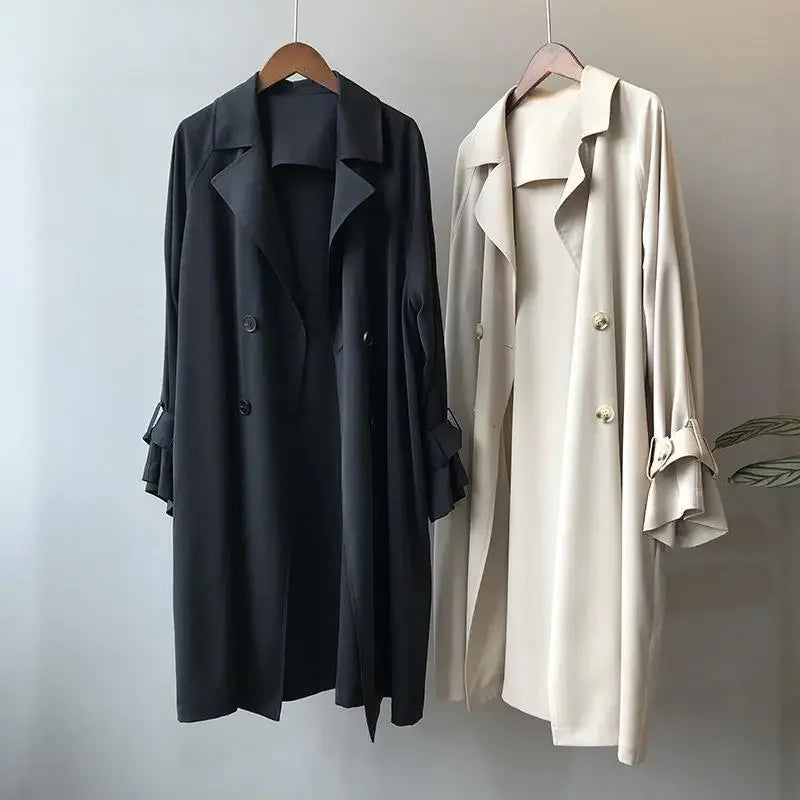 Women’s Lightweight Trench Coat – Fine-Woven Breathable Long Jacket