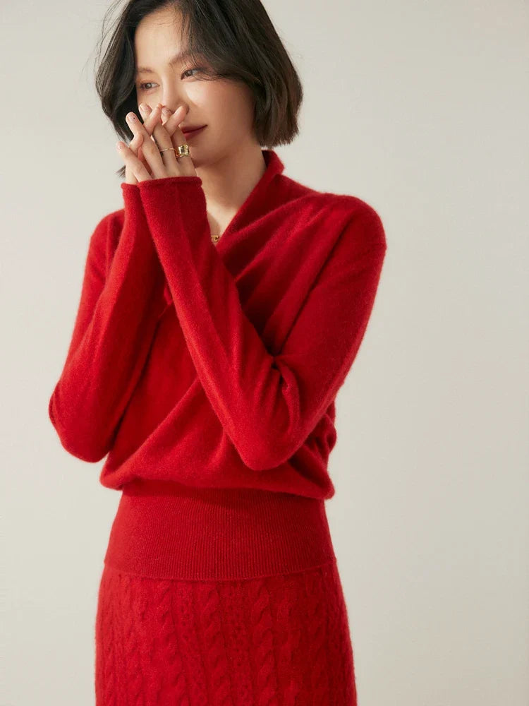 Women’s Cashmere Wrap Sweater – Soft Crossover Knit for Effortless Elegance