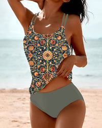 Sienna Women's Tankini Set - Elegant Swimsuit with High Top and Elastic Material