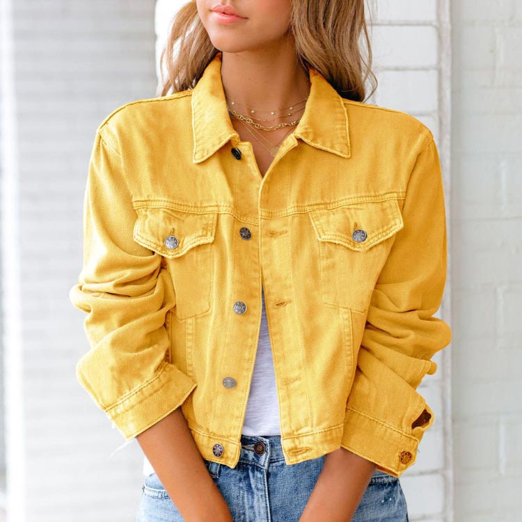 Women’s Denim Jacket – Classic Polyester Blend Casual Layer