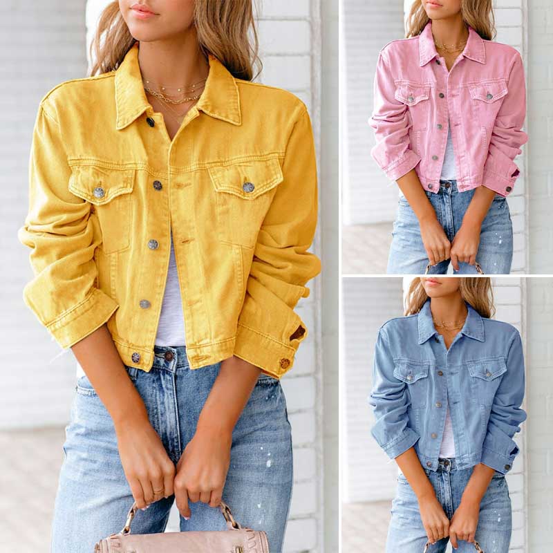 Women’s Denim Jacket – Classic Polyester Blend Casual Layer