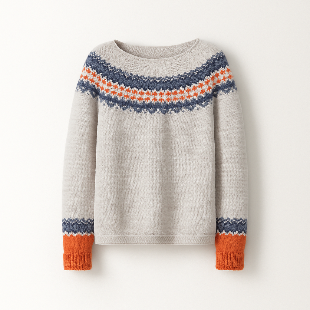 Stylish women's sweater with a retro pattern for fall
