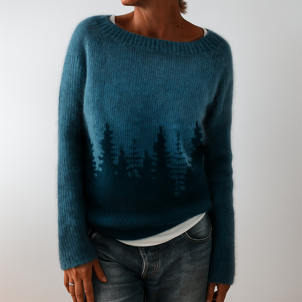 Stylish women's sweater with a retro pattern for fall