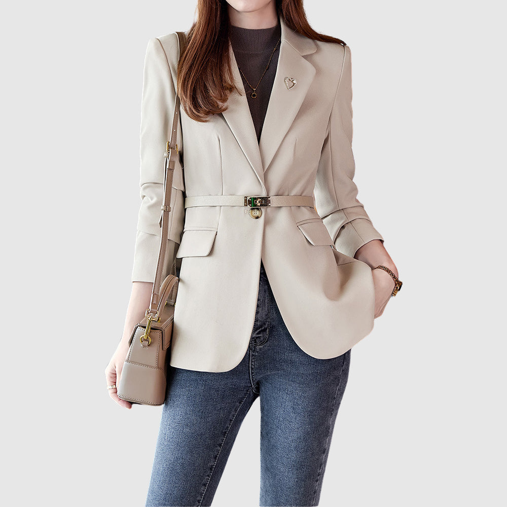 Women's Tailored Belted Blazer – Elegant Slim Fit Jacket for Office & Chic Outfits