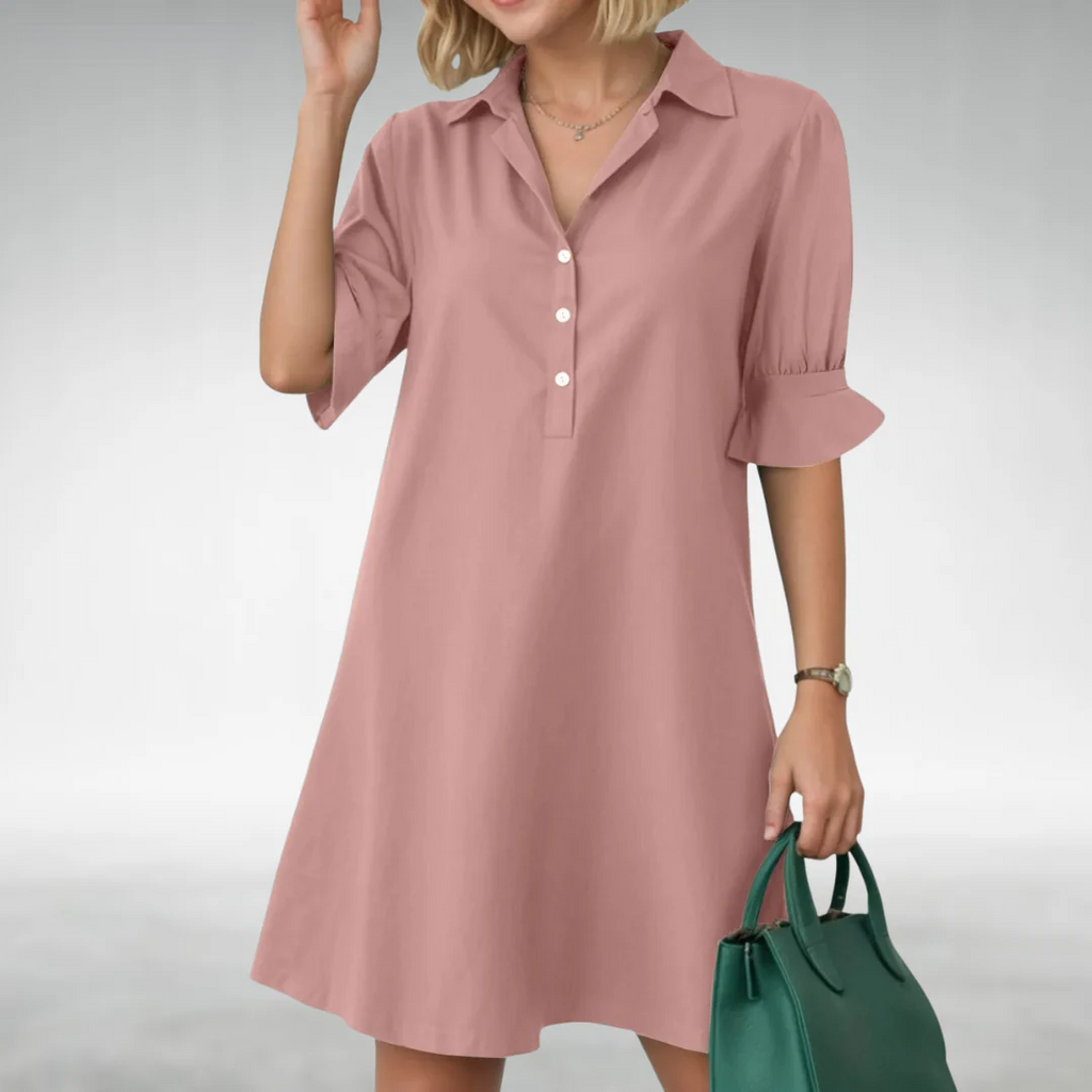 Women’s Shirt Dress – Relaxed Fit Lightweight Button-Down Day Dress