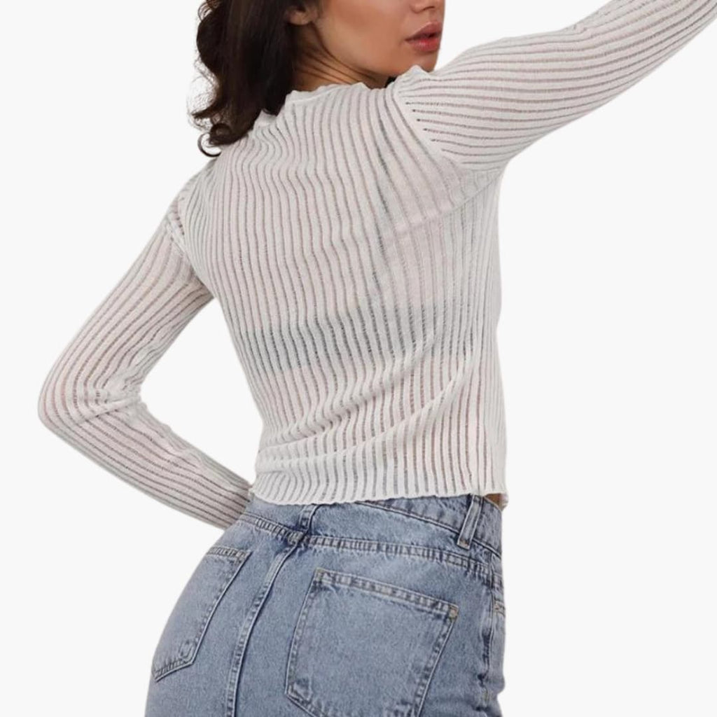 Long Sleeve Ribbed Top for Women