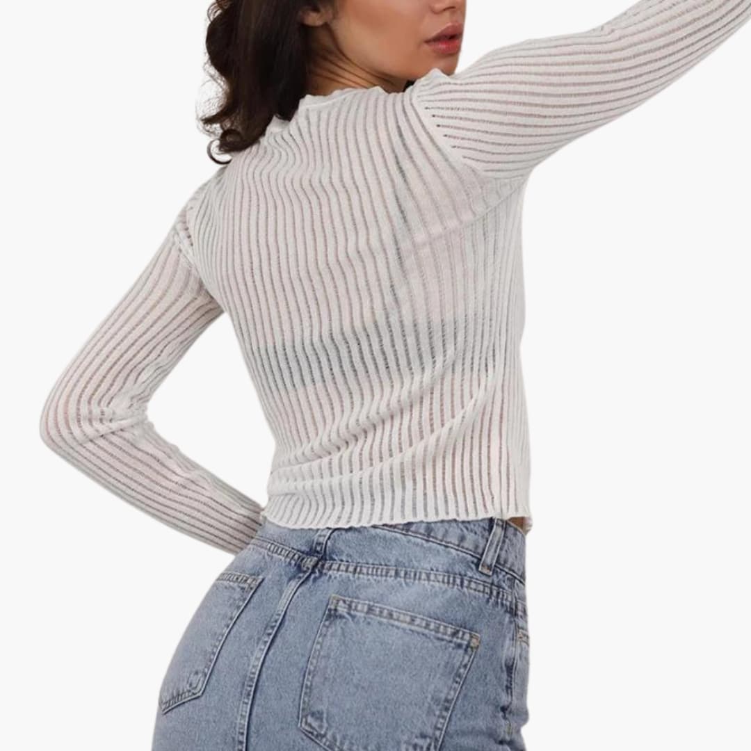 Long Sleeve Ribbed Top for Women
