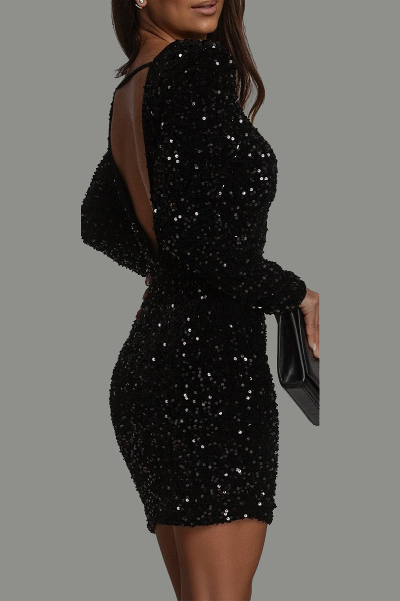 Trixy | Women’s Glitter Winter Dress with Open Back