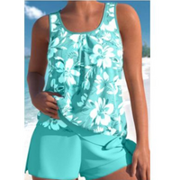 Adalina Women's Tankini - Floral Patterned Swimsuit with Shorts and Comfortable Strapless Cut