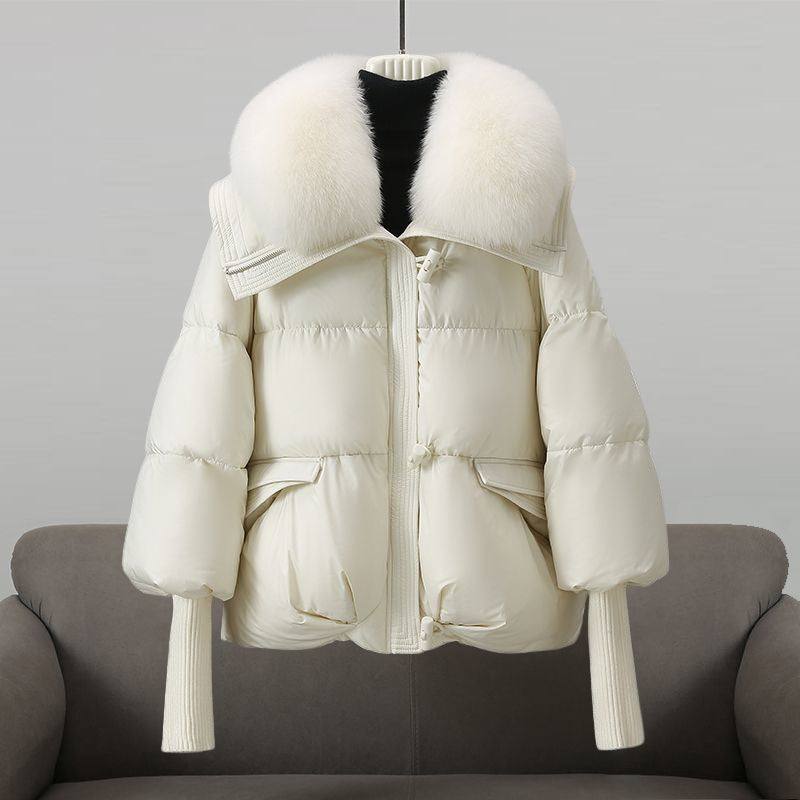 Women’s Faux-Fur Collar Puffer Jacket – Warm Lightweight Winter Coat
