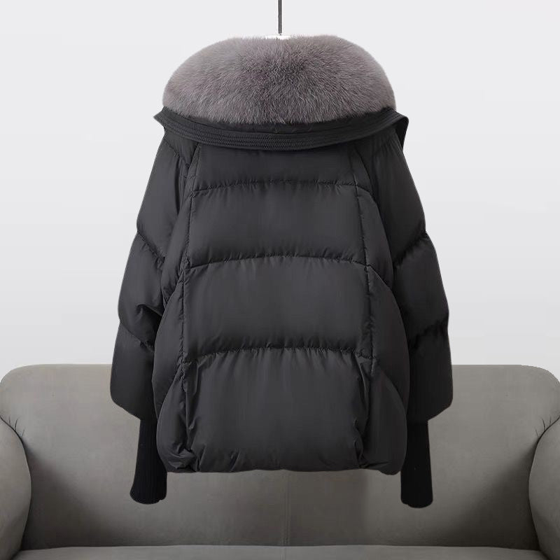 Women’s Faux-Fur Collar Puffer Jacket – Warm Lightweight Winter Coat