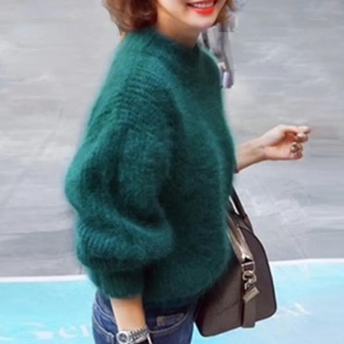 Turtleneck Ribbed Knit Sweater for Women