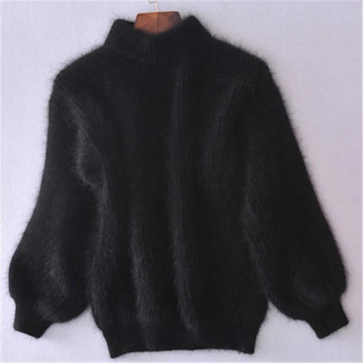 Turtleneck Ribbed Knit Sweater for Women