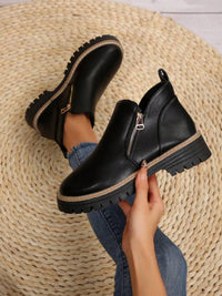 Ankle Boots for Women – Comfortable Square Heel Boots with Side Zip for Everyday Wear