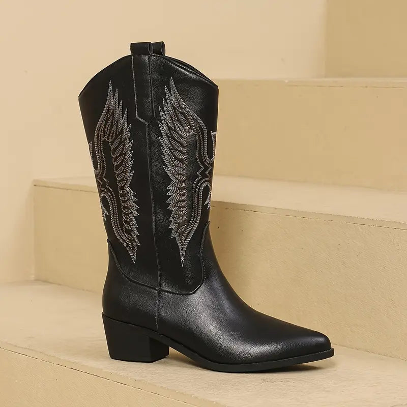 Mid-Calf Waterproof Boots for Women – Comfortable Woven Boots with Non-Slip Sole for Everyday Wear