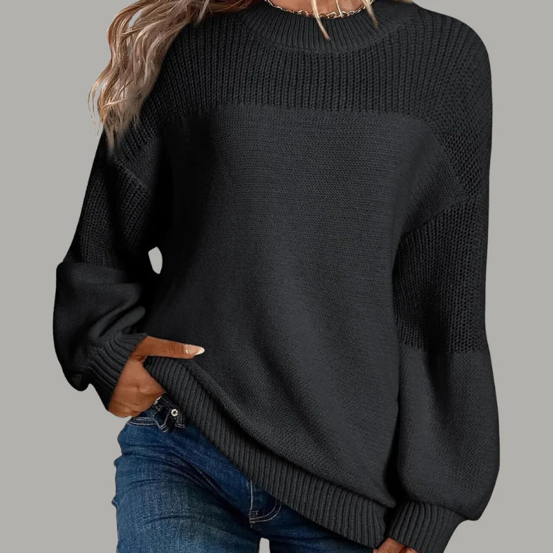 Women’s Knit Sweater – Loose Fit Polyester Blend Jumper with Stretch