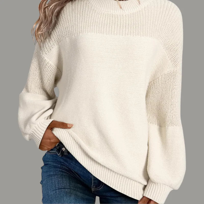Women’s Knit Sweater – Loose Fit Polyester Blend Jumper with Stretch