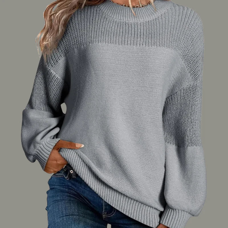 Women’s Knit Sweater – Loose Fit Polyester Blend Jumper with Stretch